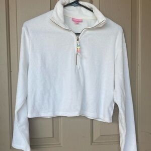 Stony Clover lane  xs Terry cloth zip up with beads, long sleeve shirt.  new